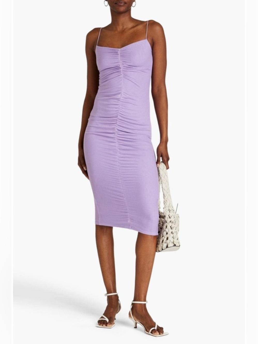 Enza Costa Ruched Ribbed Silk Blend Dress Purple Size XS